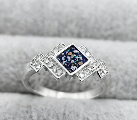 MEMORIAL ART DECO CZ SILVER RING