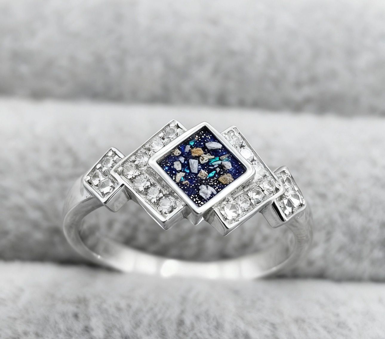 MEMORIAL ART DECO CZ SILVER RING