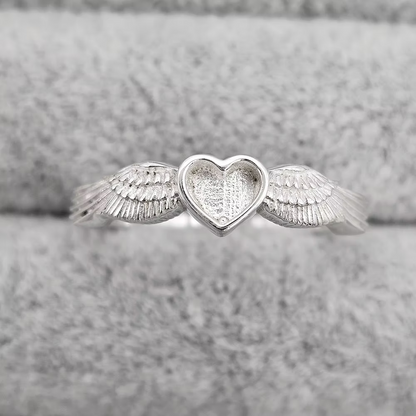 MEMORIAL ANGEL WINGS HEART RING