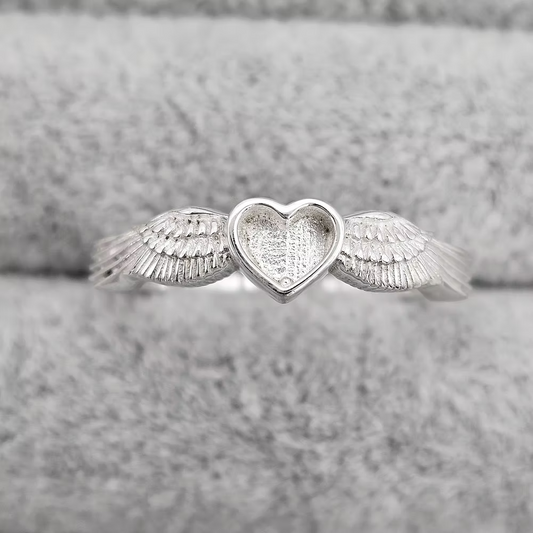 MEMORIAL ANGEL WINGS HEART RING