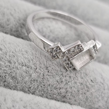 MEMORIAL ART DECO CZ SILVER RING