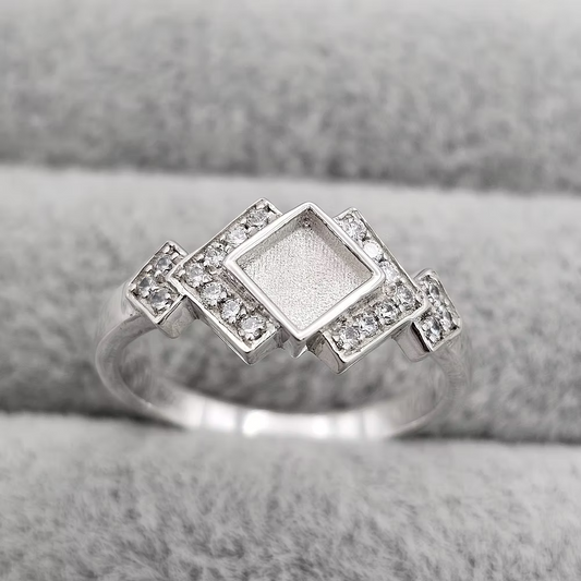 MEMORIAL ART DECO CZ SILVER RING