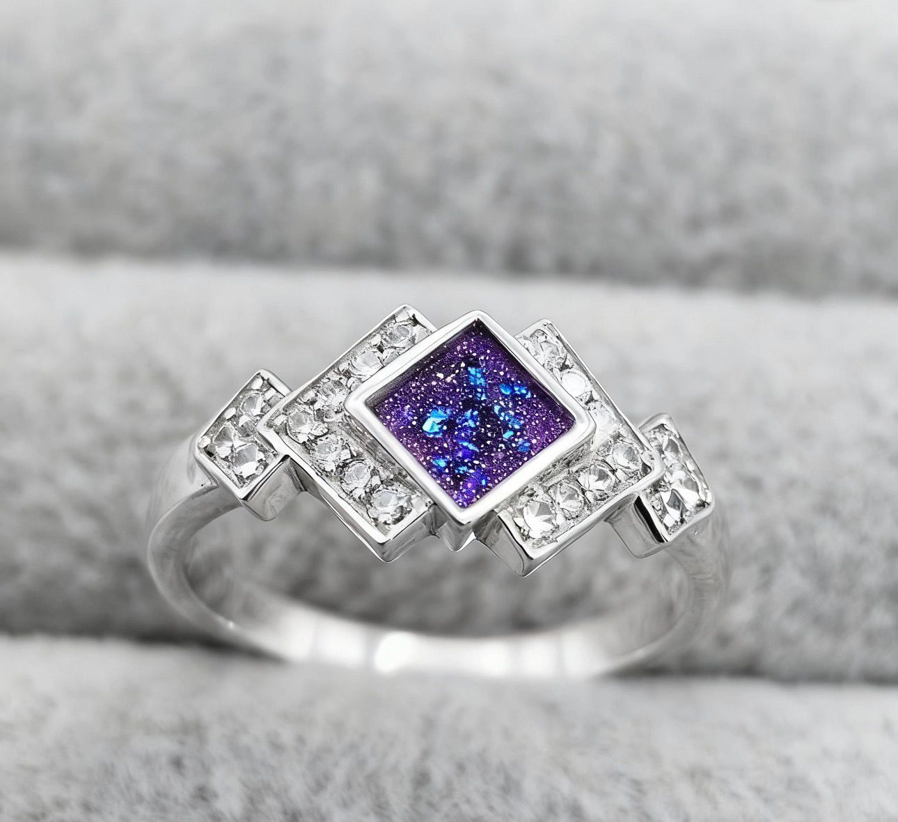 MEMORIAL ART DECO CZ SILVER RING