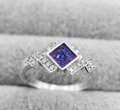 MEMORIAL ART DECO CZ SILVER RING
