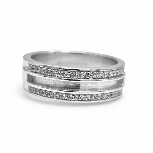 MEMORIAL DOUBLE CZ CHANNEL BAND RING