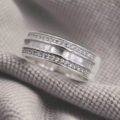 MEMORIAL DOUBLE CZ CHANNEL BAND RING